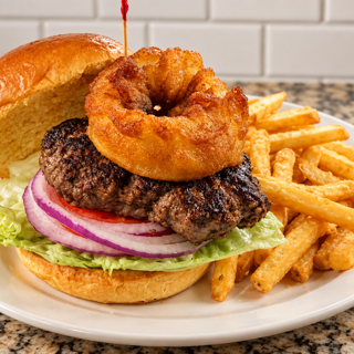 BBQ Onion Ring Hamburger