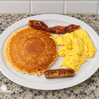 Egg, Pancakes, Bacon & Sausage