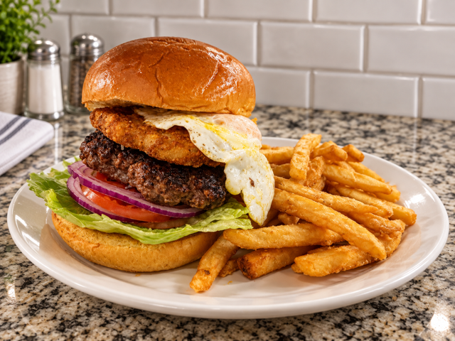 Breakfast Sun-Up Hamburger.